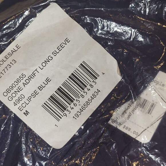 NWT Free People Long Sleeve Top "Gone Adrift" in Eclipse Blue Medium - Picture 5 of 5